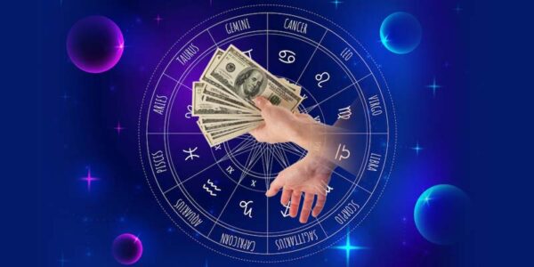 An astrological chart depicting financial growth and stability themes for the year 2025.