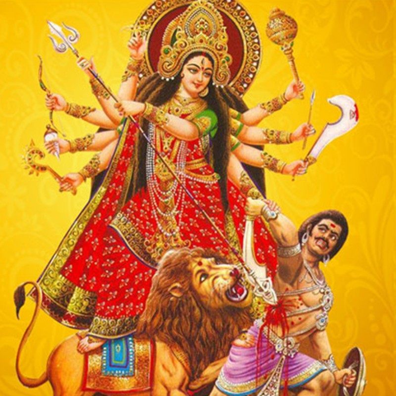 A vibrant depiction of Durga Puja rituals during Gupt Navratri, symbolising devotion and blessings.